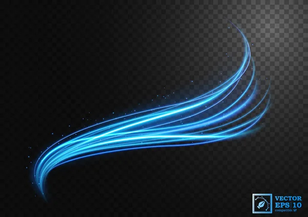 Abstract Blue Wavy Line Light Sparks Isolated Easy Edit Vector — Stock Vector