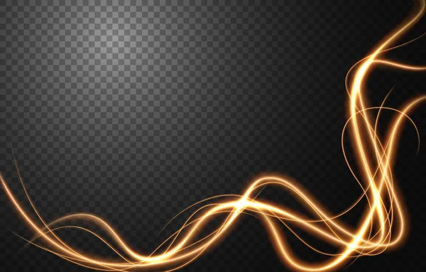 Абстрактний Ефект Руху Швидкості Світла Золотий Світловий Слід Векторна Ілюстрація — стоковий вектор