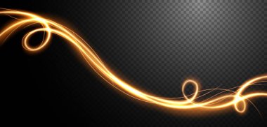 Soyut ışık hızı hareketi efekti, altın ışık izi. Vektör İllüstrasyonu