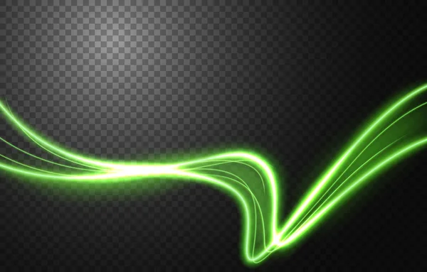 Абстрактний Ефект Руху Швидкості Світла Зелений Світловий Слід Векторна Ілюстрація — стоковий вектор
