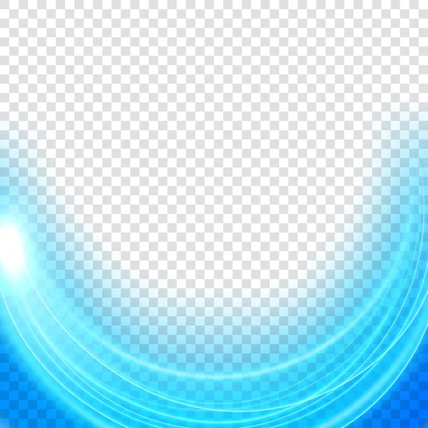 Elegant Blauw Lichtframe Golvend Neon Licht Geïsoleerd Transparant Patroon Vector — Stockvector