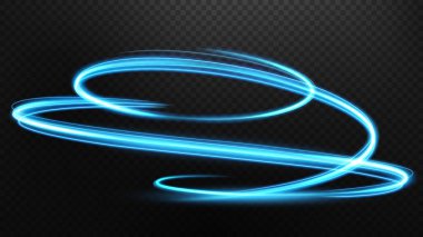 Soyut mavi dalgalı ışık çizgisi, şeffaf bir arkaplan, izole ve düzenlenmesi kolay. Vektör İllüstrasyonu