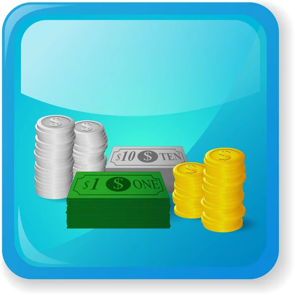 Dollar banknotes and coins Icon — Stock Photo, Image