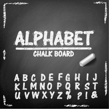 Tebeşir tahtası el çizim alfabesi