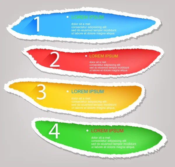 Vier stap gescheurd papier Infographic ontwerp — Stockfoto