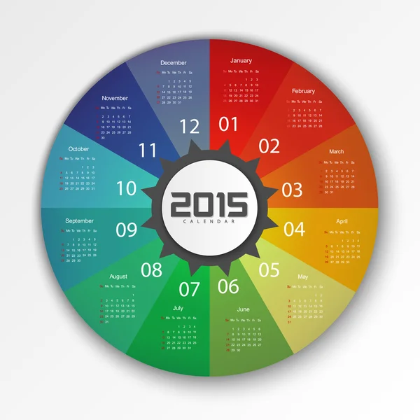 Modelo de Design de Calendário 2015 - Começar a semana com domingo — Fotografia de Stock