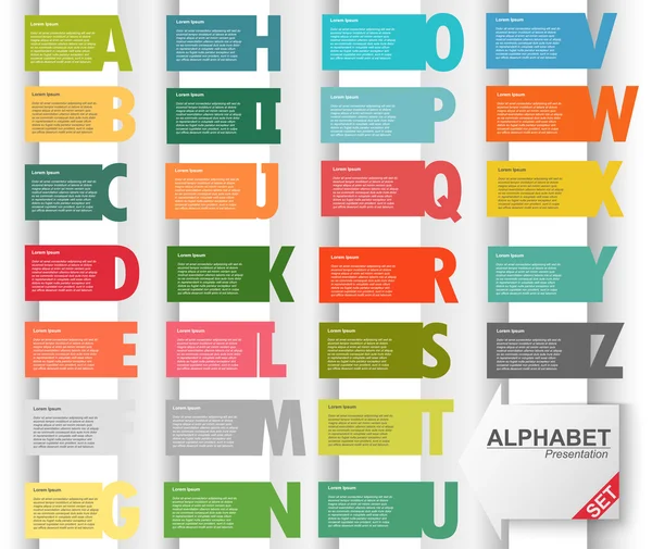 Renkli alfabe tanıtım kağıt stili — Stok fotoğraf