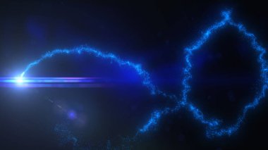 Türbülans Parçacıkları ve Lens Fişeği ile Mavi Dalgalı Işık Çizgileri, Geniş Ekran 4K Çözünürlük