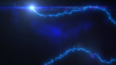Türbülans Parçacıkları ve Lens Fişeği ile Mavi Dalgalı Işık Çizgileri, Geniş Ekran 4K Çözünürlük