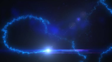 Türbülans Parçacıkları ve Lens Fişeği ile Mavi Dalgalı Işık Çizgileri, Geniş Ekran 4K Çözünürlük