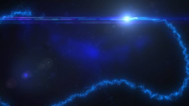 Türbülans Parçacıkları ve Lens Fişeği ile Mavi Dalgalı Işık Çizgileri, Geniş Ekran 4K Çözünürlük