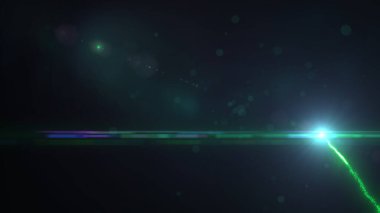Türbülans Parçacıkları ve Lens Fişeği ile Yeşil Dalgalı Işık Çizgileri, Geniş Ekran 4K Çözünürlük