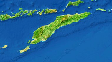 4K Timor Adası Endonezya ve Timor Leste haritası, Yüksek Çözünürlüklü Sınır Tanımayan Uydu Görünümü, Geniş Ekran 4K Çözünürlük