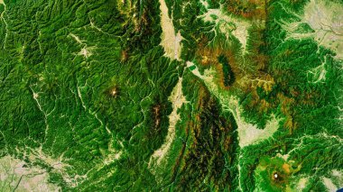 Batı Java Endonezya 'daki 4K Dağları Bölgesi, Yüksek Çözünürlüklü Sınır Tanımayan Uydu Görünümü, Geniş Ekran 4K Çözünürlük