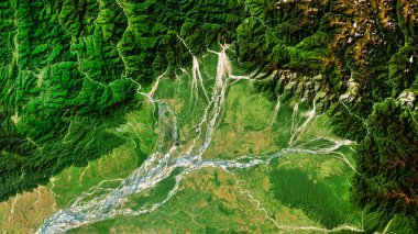 Hindistan 'daki 4K Dibru Saikhowa Ulusal Parkı Haritası, Yüksek Çözünürlüklü Sınır Tanımayan Uydu Görüntüsü, Geniş Ekran 4K Çözünürlüğü