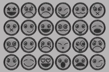 Smiley simgeleri kalem gölgelendirme efekti kümesinin