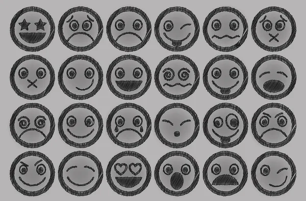 Conjunto de efectos de sombreado Smiley Icons Pen — Vector de stock