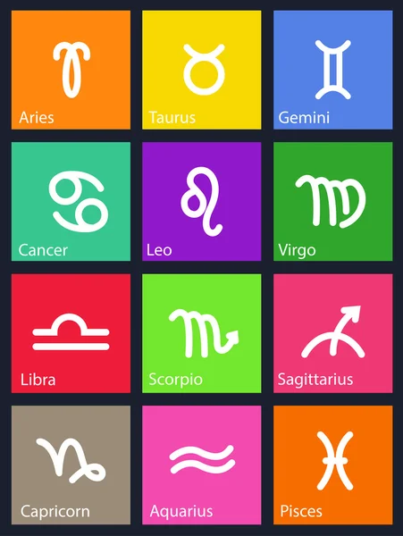 Conjunto de diseño de estilo de metro de color de símbolo del zodiaco — Vector de stock