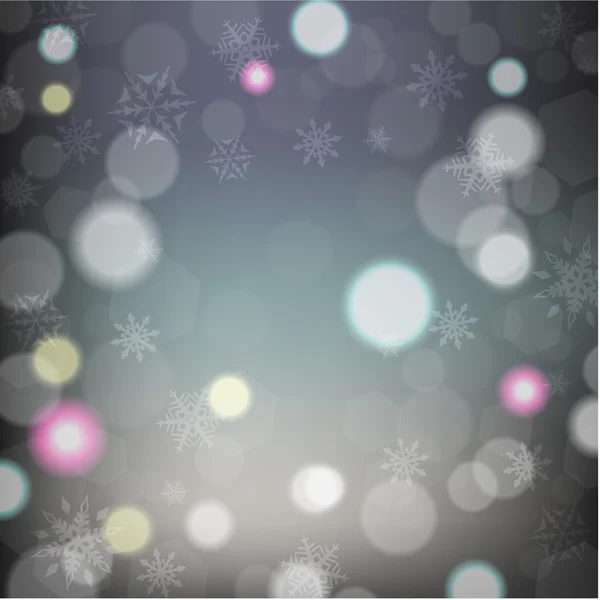 Elegante abstrato fundo com flocos de neve e bokeh — Vetor de Stock