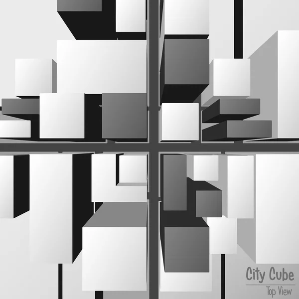 Ciudad cubo vista superior — Vector de stock