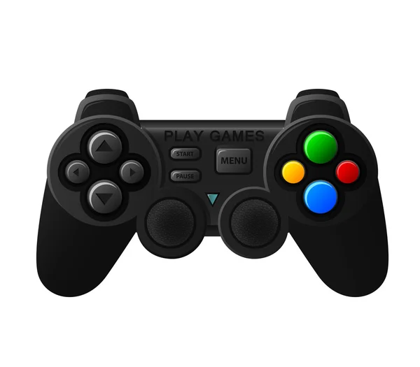 Black joystick with different buttons — Stock Vector