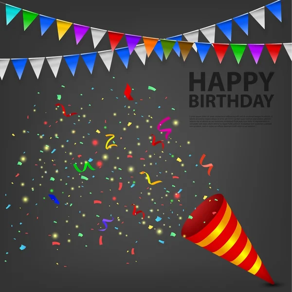 Explosión Confetti Popper fiesta de cumpleaños — Vector de stock