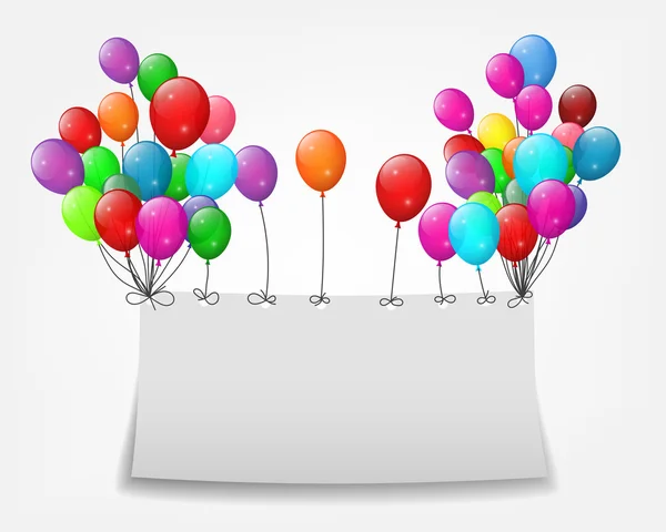 Luftballons mit Papier und Platz für Text — Stockvektor