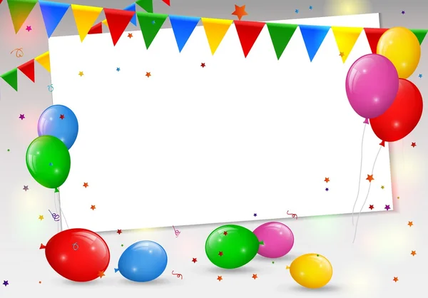 Födelsedagskort med färgglada ballonger — Stock vektor