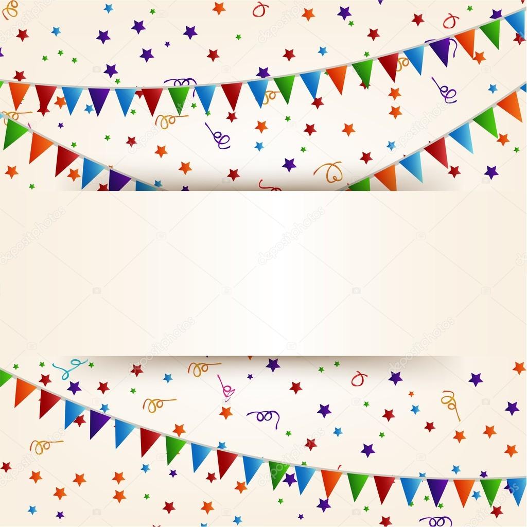 confetti and ribbon banner, happy birthday