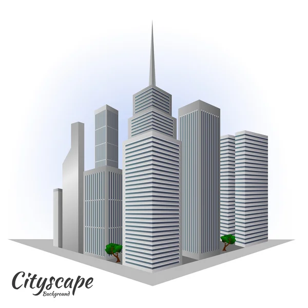 Cityscape gedung skycraper dalam pandangan perspektif - Stok Vektor