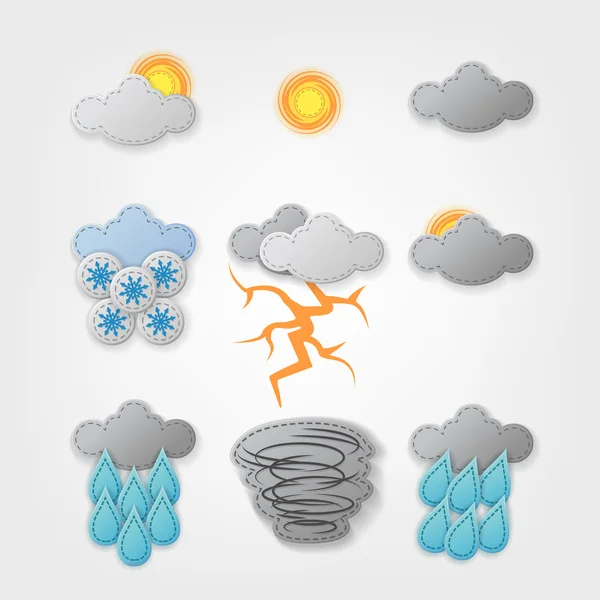 Clima icono cosido conjunto — Vector de stock