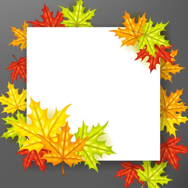 Fondo de hojas de otoño con signo de papel — Vector de stock