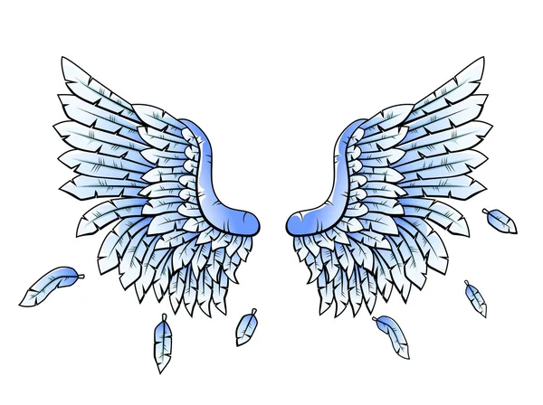 Karikatur blauer Wappenflügel — Stockvektor
