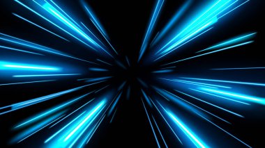 Mavi Işınlar Harekete Yakınlaştırma Efekti, Hızlı Işık Renk İzleri, Vektör Resimleri