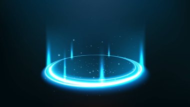 Kıvılcımlı Gelecek Mavisi Sihirli Işınlama Portali, Vektör Resimleri