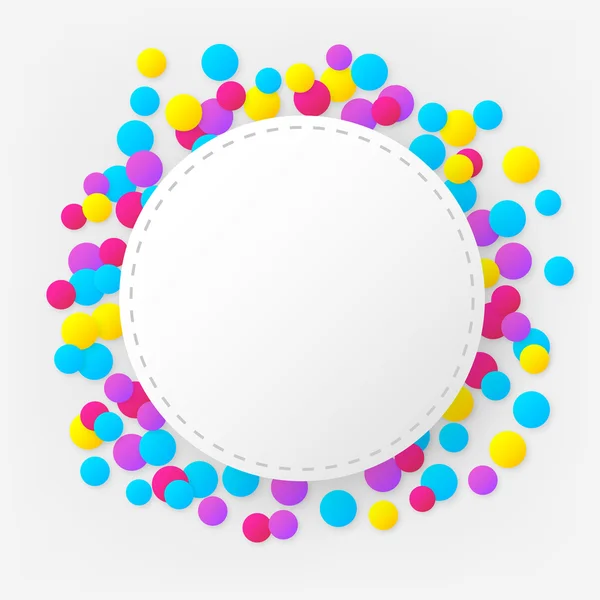 Fond de célébration coloré cousu rond avec confettis — Image vectorielle