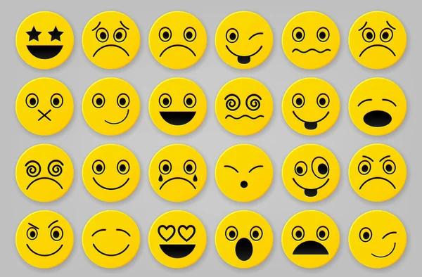 Set ikon senyum kuning - Stok Vektor