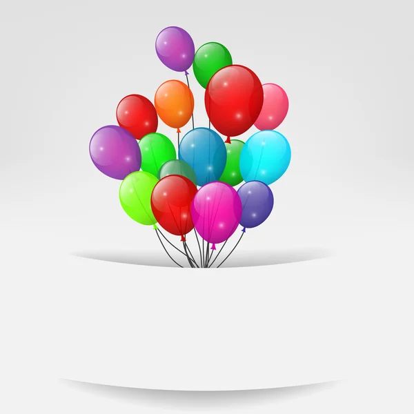Luftballons, Glückwunschkarte, Banner zum Geburtstag — Stockvektor