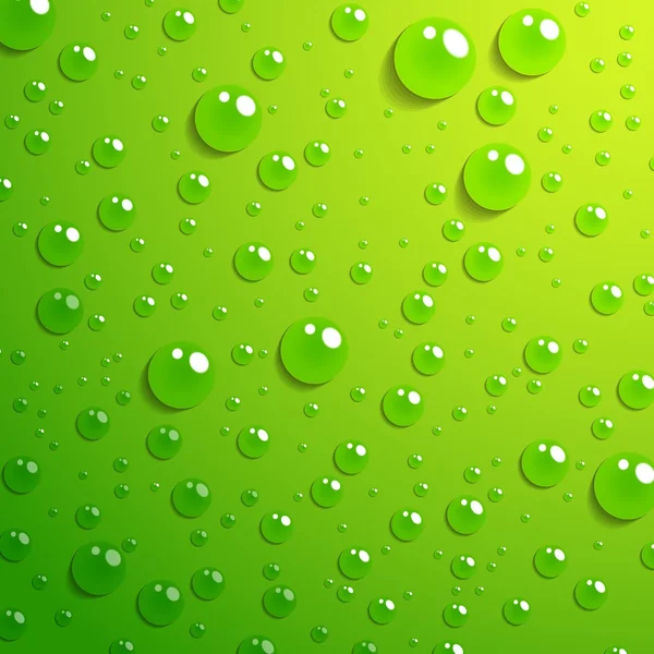 Water drop on green background — Stock Vector