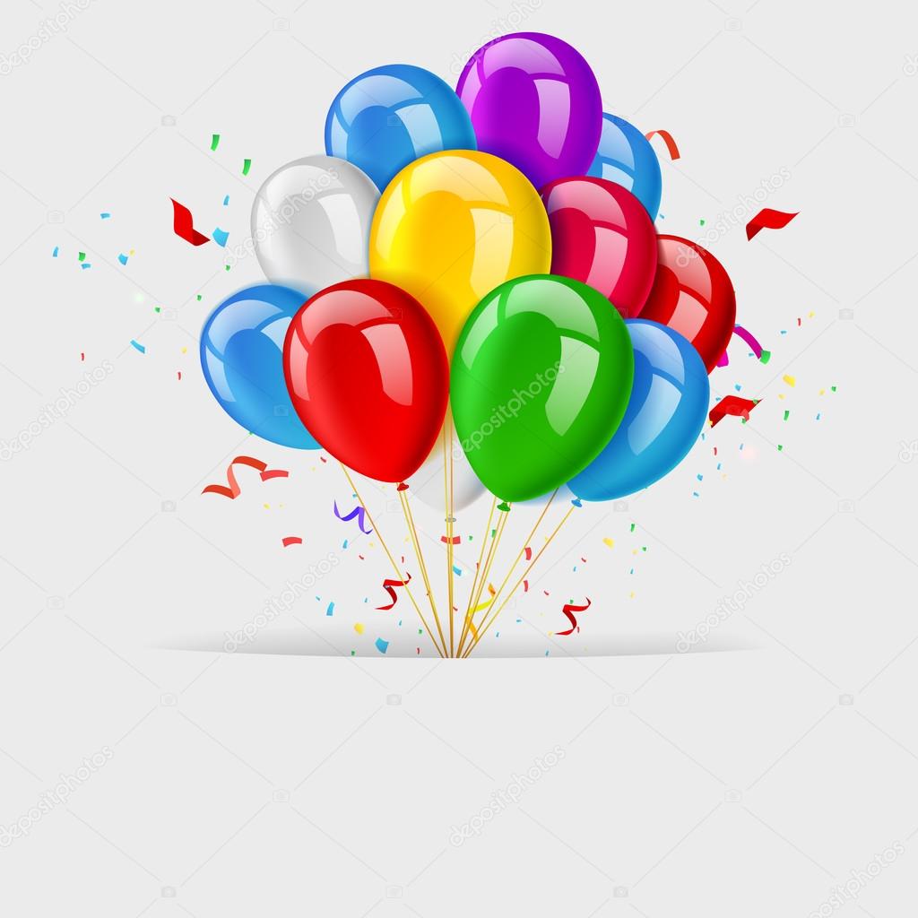 Balloons greeting card, happy birthday banner