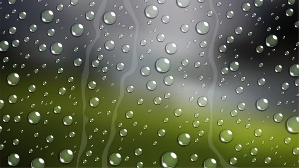 Chuva Gota na janela do carro pára-brisas com natureza turva —  Vetores de Stock