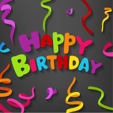 Mutlu doğum günü tebrik kartı düz tasarım