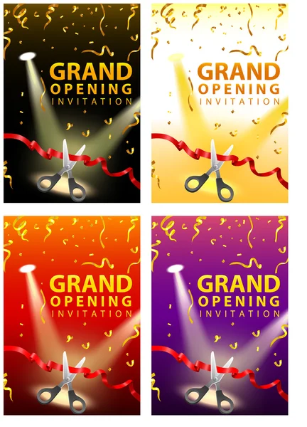 Grand opening invitation cards in four color sets — Stock Vector