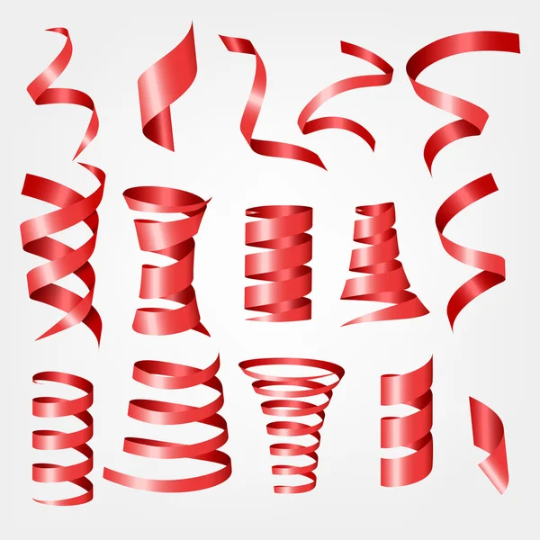 Kırmızı 3d şerit kümeleri — Stok Vektör