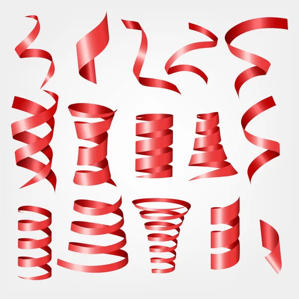 Nastro rosso 3d set — Vettoriale Stock