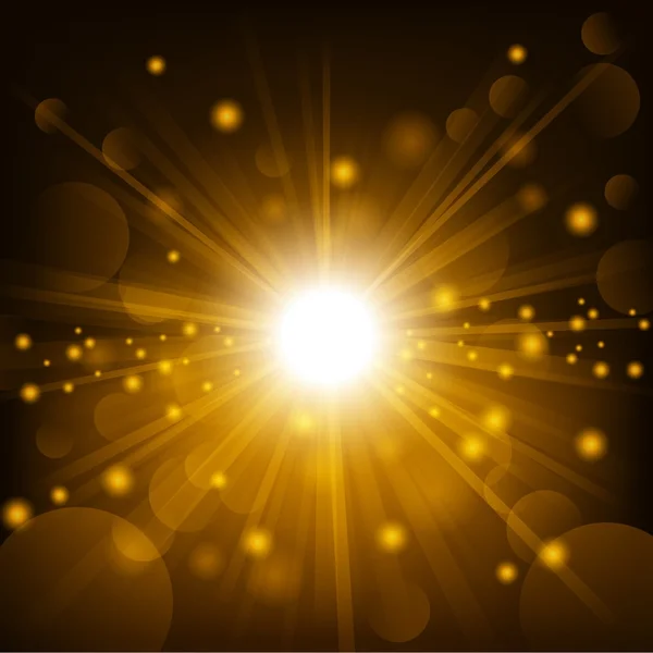 Gold shine with lens flare background — Stock Vector