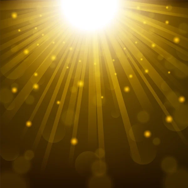 Gold lights shining with sparkles background — Stock Vector