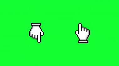 piksel resim el işaretçisi yeşil ekran animasyonunda yukarı ve aşağı