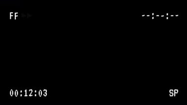 VHS video kasedi FF Hızlı İleri Yükleme Bozulmuş ve Siyah arkaplan zaman kodlu. 4K Video