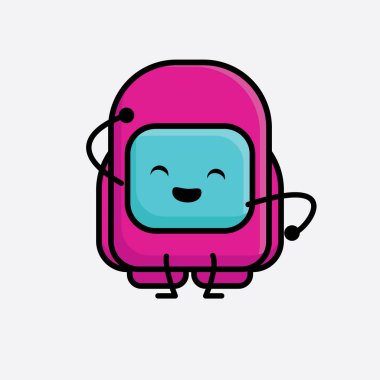 Şirin Pembe Astronot Vektör Karakterinin Çizimi